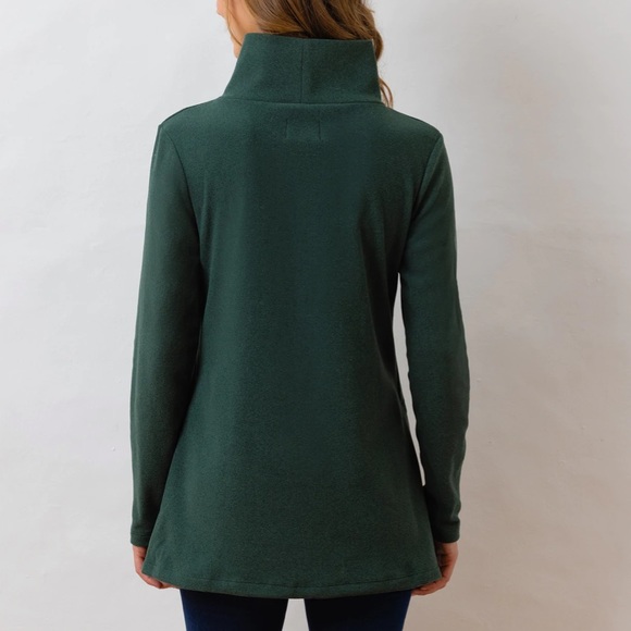 Like new! Dudley Stephens Cobble Hill Terry Turtleneck in Hunter Green. Size S. - Picture 2 of 7